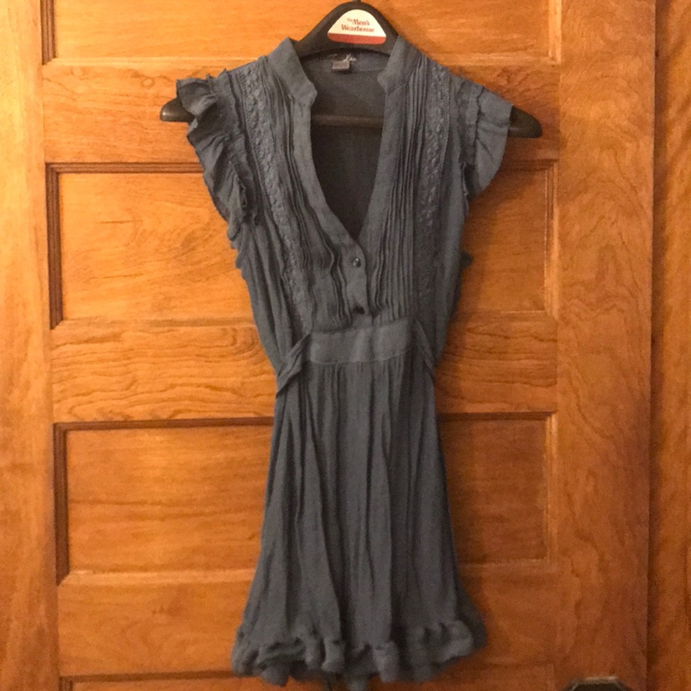 Blue/Gray Gauze Semi Sheer Sleeveless Tunic